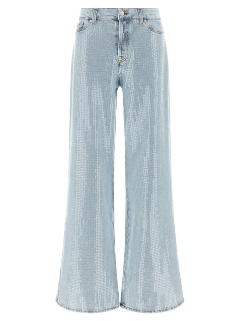 7 For All Mankind Blue Cotton Flared Jeans