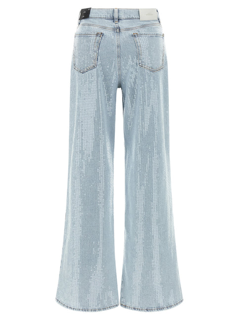7 For All Mankind Blue Cotton Flared Jeans