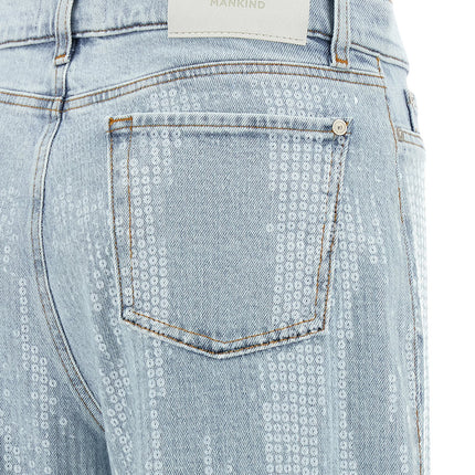 7 For All Mankind Blue Cotton Flared Jeans