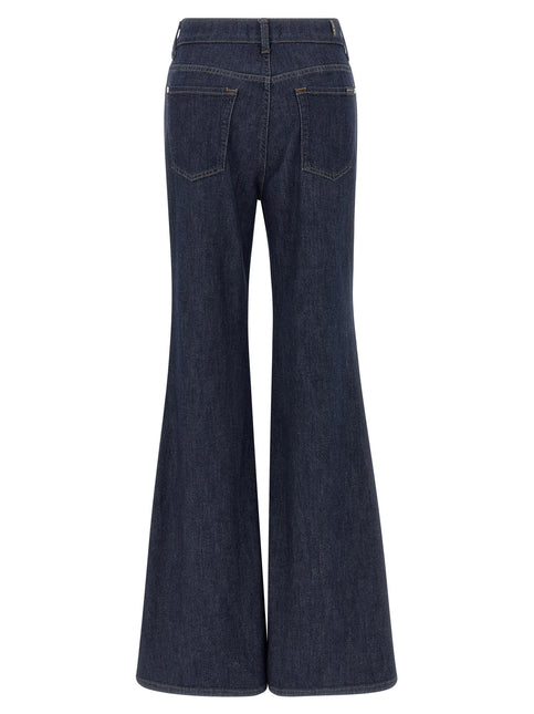 7 For All Mankind Blue Cotton Flared Jeans