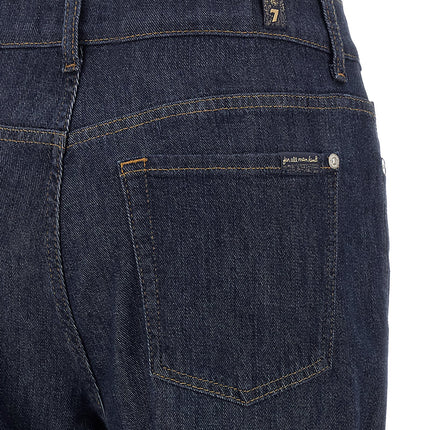 7 For All Mankind Blue Cotton Flared Jeans
