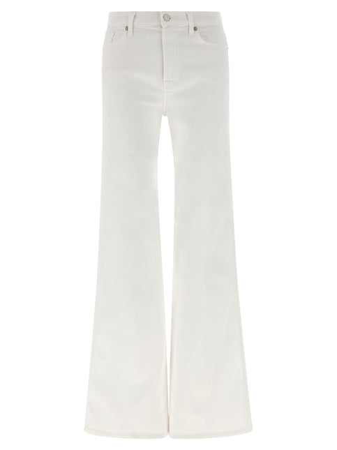 7 For All Mankind White Cotton Flared Jeans