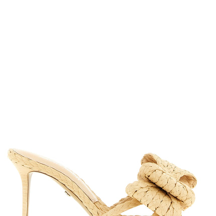 MACH & MACH Beige Raffia Stiletto Heel Sandals