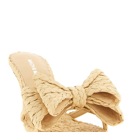 MACH & MACH Beige Raffia Stiletto Heel Sandals