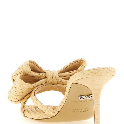 MACH & MACH Beige Raffia Stiletto Heel Sandals