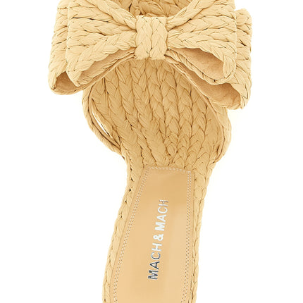 MACH & MACH Beige Raffia Stiletto Heel Sandals