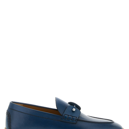 Christian Louboutin Blue Calfskin Slip-On Loafers
