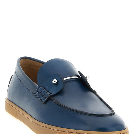 Christian Louboutin Blue Calfskin Slip-On Loafers