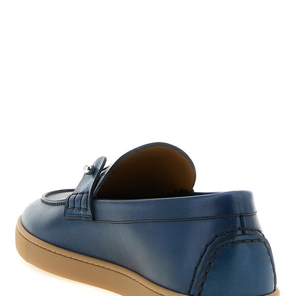 Christian Louboutin Blue Calfskin Slip-On Loafers