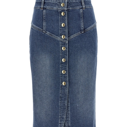 Elisabetta Franchi Blue Cotton Midi Skirt