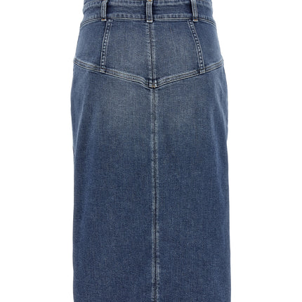 Elisabetta Franchi Blue Cotton Midi Skirt