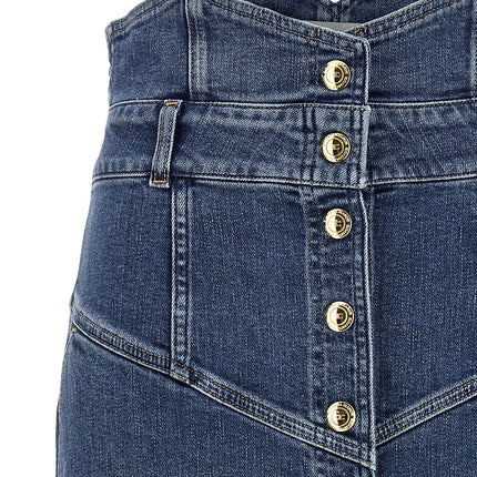 Elisabetta Franchi Blue Cotton Midi Skirt