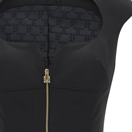 Elisabetta Franchi Black Polyester Midi Dress