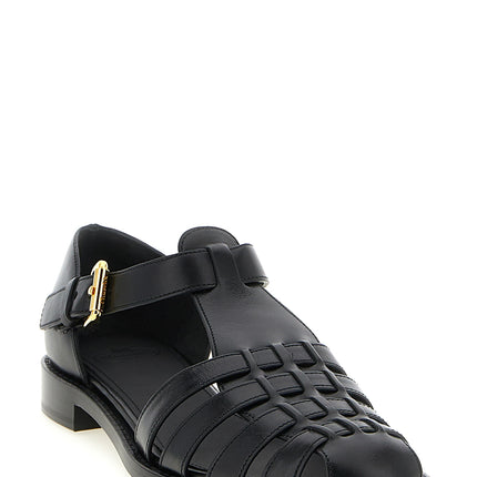Church's Black Calfskin Flat Sandals