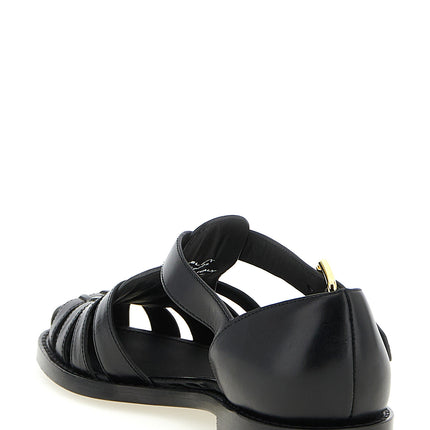 Church's Black Calfskin Flat Sandals