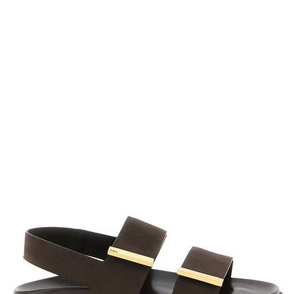 Tod's Brown Calfskin Flat Sandals