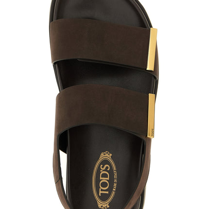 Tod's Brown Calfskin Flat Sandals
