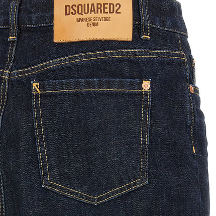 Dsquared² Blue Cotton Long Skirt