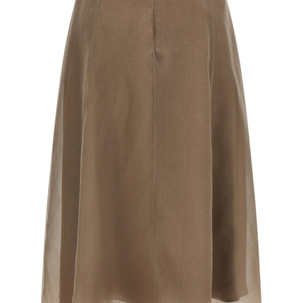 Brunello Cucinelli Beige Silk Midi Skirt