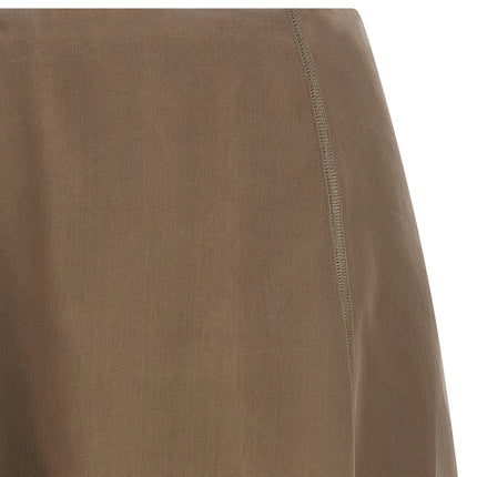 Brunello Cucinelli Beige Silk Midi Skirt