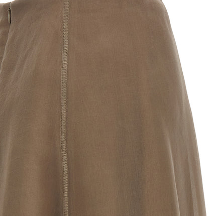 Brunello Cucinelli Beige Silk Midi Skirt