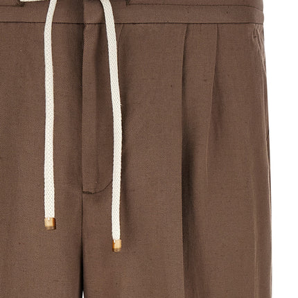 Brunello Cucinelli Brown Linen Casual Pants