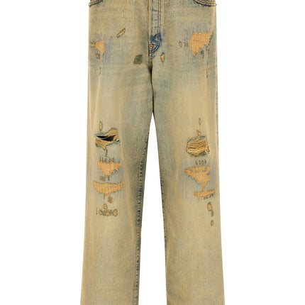 Kenzo Bicolor Cotton Straight-Leg Jeans