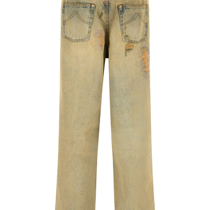 Kenzo Bicolor Cotton Straight-Leg Jeans