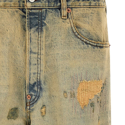 Kenzo Bicolor Cotton Straight-Leg Jeans