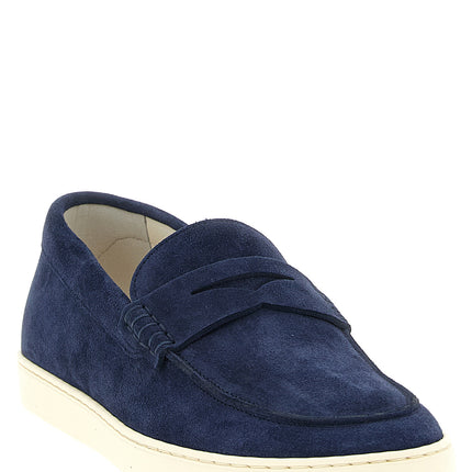 Brunello Cucinelli Blue Calfskin Slip-On Loafers