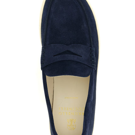 Brunello Cucinelli Blue Calfskin Slip-On Loafers