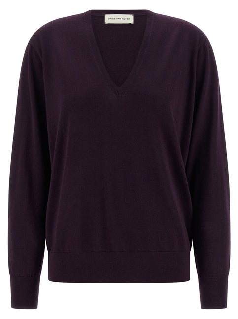 Dries Van Noten Purple Merino Wool Cardigan