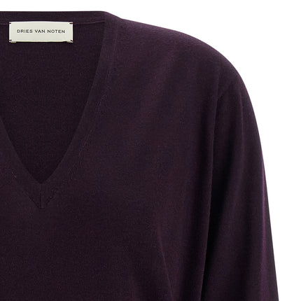 Dries Van Noten Purple Merino Wool Cardigan