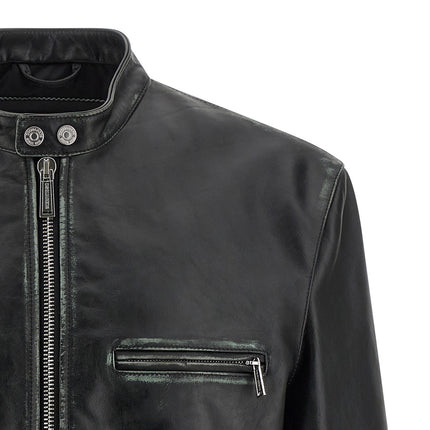 Dsquared² Black Leather Leather Jacket