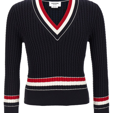 Thom Browne Blue Cotton Cardigan
