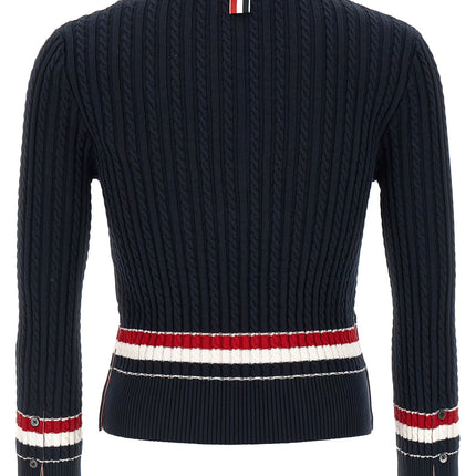 Thom Browne Blue Cotton Cardigan
