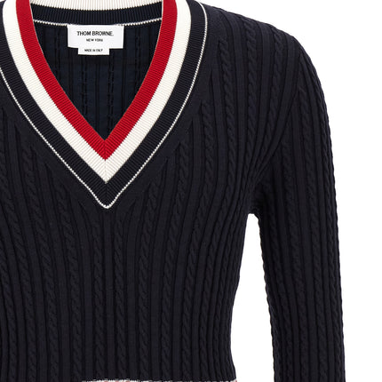 Thom Browne Blue Cotton Cardigan