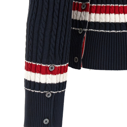 Thom Browne Blue Cotton Cardigan