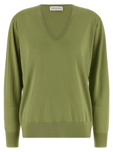 Dries Van Noten Bicolor Merino Wool Cardigan