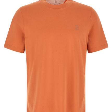 Brunello Cucinelli Orange Cotton T-Shirt