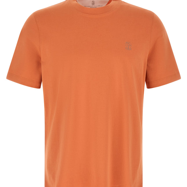 Brunello Cucinelli Orange Cotton T-Shirt