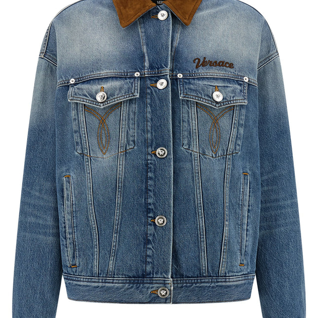 Versace Blue Cotton Denim Jacket