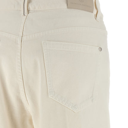 Brunello Cucinelli White Cotton Relaxed Fit Jeans
