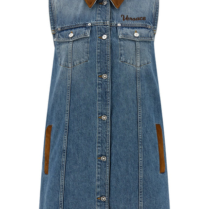 Versace Blue Cotton Short Dress