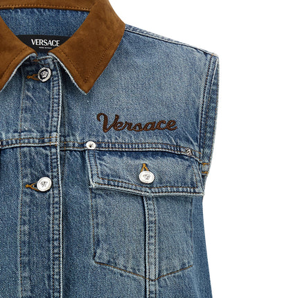 Versace Blue Cotton Short Dress