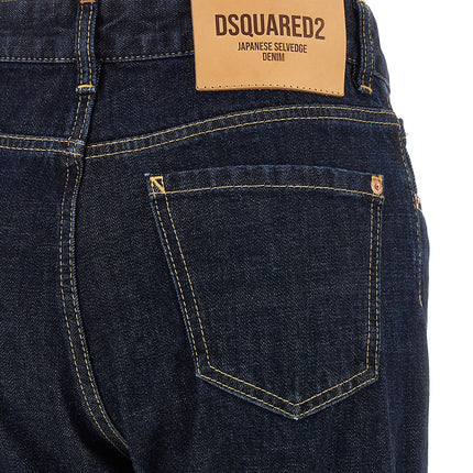 Dsquared² Blue Cotton Straight-Leg Jeans