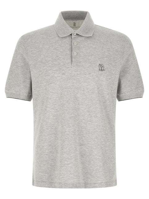 Brunello Cucinelli Gray Cotton Polo Shirt