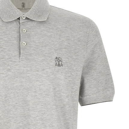 Brunello Cucinelli Gray Cotton Polo Shirt