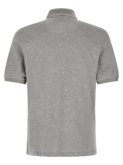 Brunello Cucinelli Gray Cotton Polo Shirt