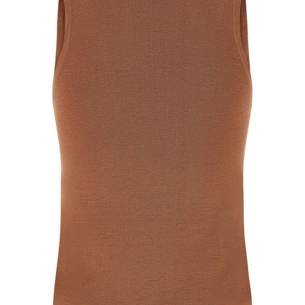 Twinset Brown Cotton Sleeveles T-Shirt